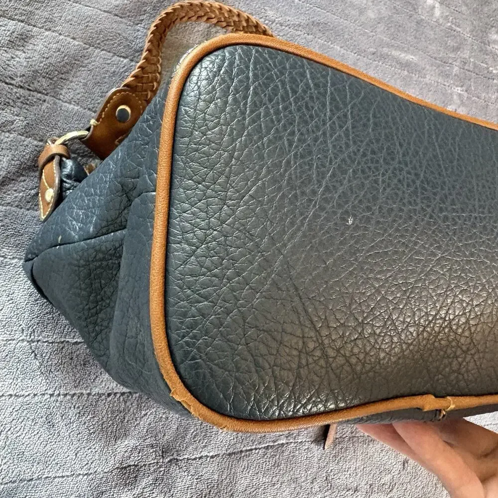 Lauren Conrad Blue Hobo Handbag Vegan Pebbled Leather Shoulder Bag Braided Strap